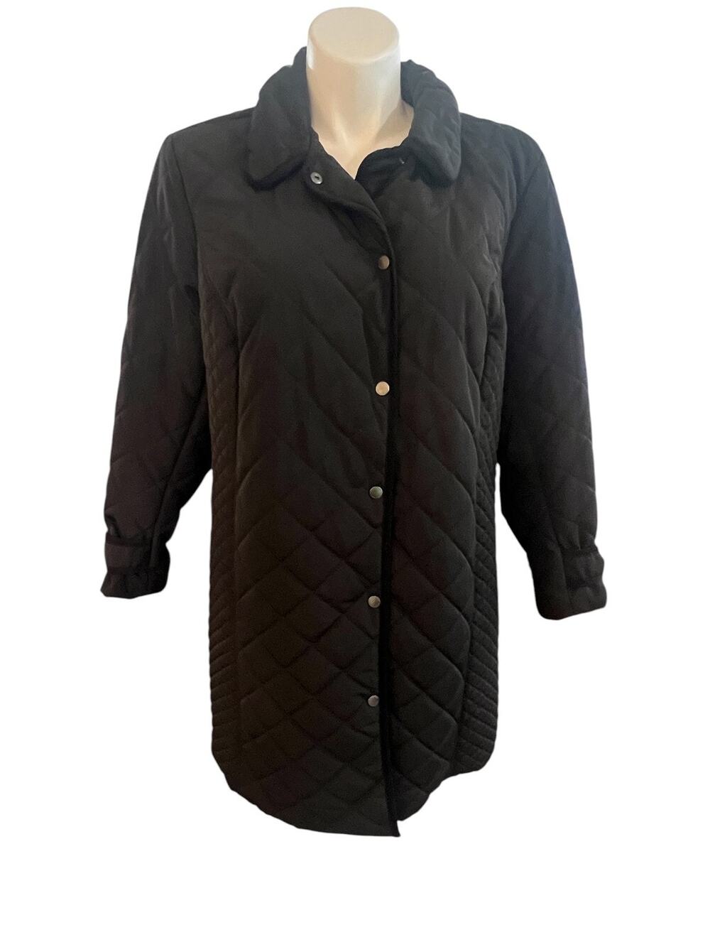 Lands' End Coat Womens 22W Black Quilted Adjustable Sleeve Winter Gorpcore